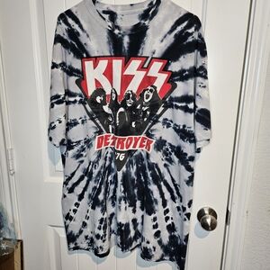 Liquid Blue KISS Destroyer ‘76 Tie Dye Graphic Shirt Mens 2XL Rock Concert